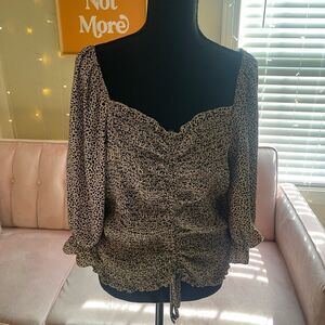 Rue21 Plus Size 2X Polka-Dot Ruched Mini Puff Sleeve Top